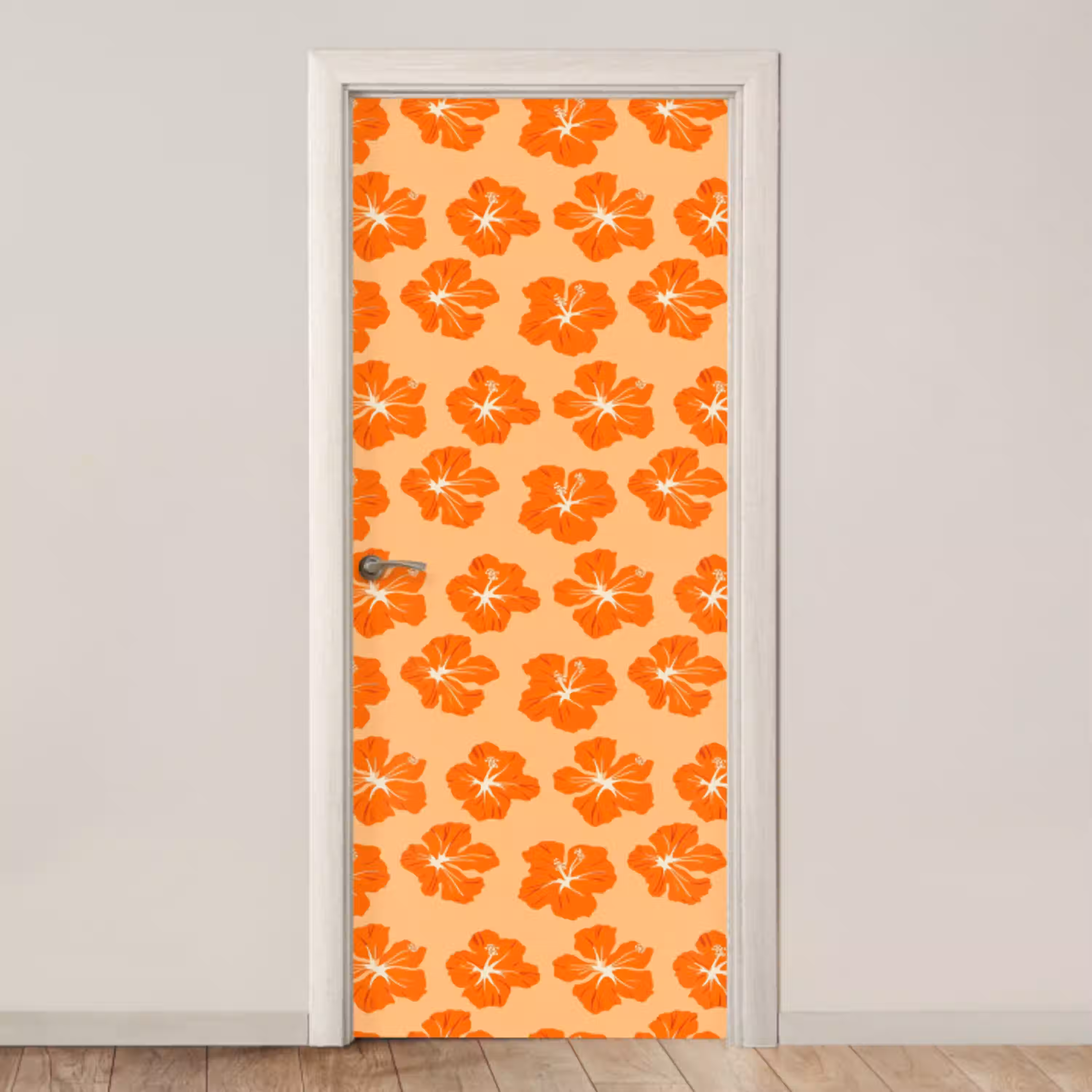 Tropisch - Hibiscus - Oranje deurposter klein 289 -3d_beige