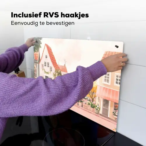 Bloemen - Huizen - Dorp Inductie beschemer met haakjes klein -ky-ophangen-nl