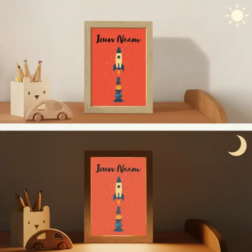 Raket - Planeten - Rood Light Box met kabel (Kinderlampje) klein -sfeer3_kind