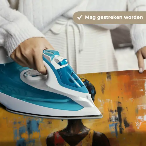 Vrouw - Ogen - Penseelstreken - Geel Wandkleed katoen klein -sfeer9