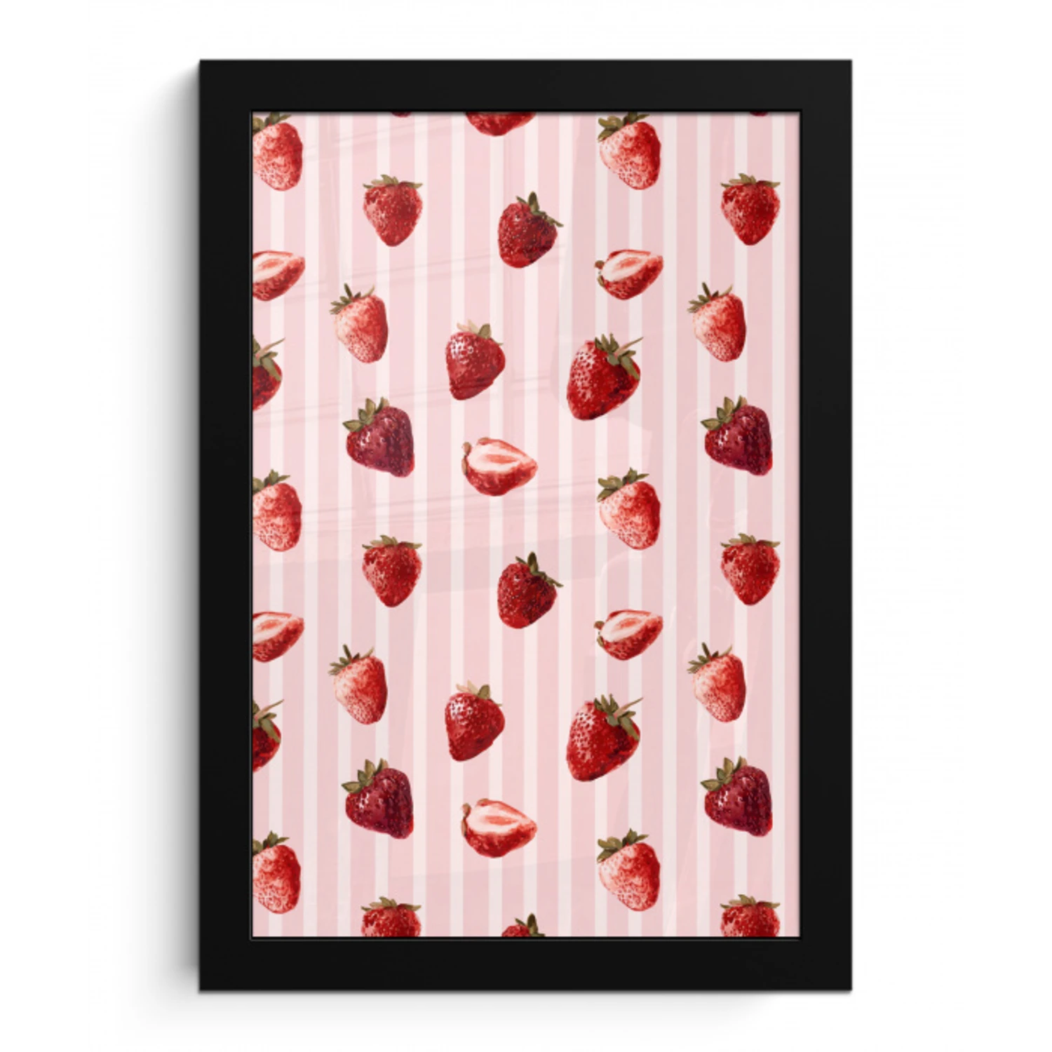 Strepen - Aardbei - Roze fotolijst zwart zonder passe partout klein 224 -3d
