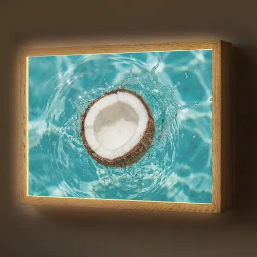Kokosnoot - Water - Wit Light Box met batterij (Wandlamp) middel -z3d_website