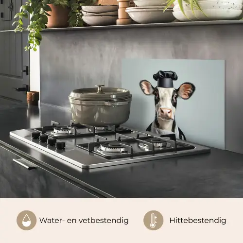Koe - Zwart - Wit - Kok keuken achterwand spatscherm klein -usp_NL