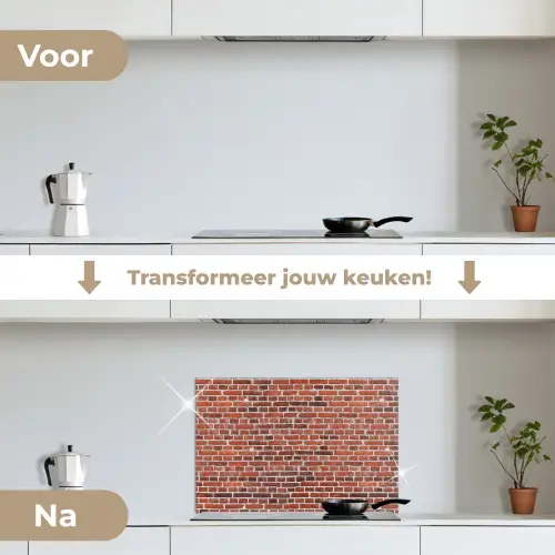 Muur - Bakstenen - Versleten - Voegen keuken achterwand spatscherm klein 900 -voor_na_NL
