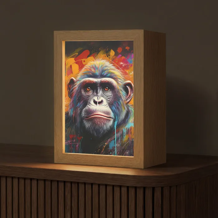 Aap - Gorilla - Graffiti - Dieren - Kleuren Light Box met kabel (Tafellamp) klein -z3d_website