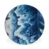 Golven - Blauw - Schuim Wandcirkel aluminium klein -3d