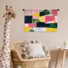 Abstract - Roze - Lappen - Vormen - Geel Wandkleed katoen klein -wsfeer5_kind