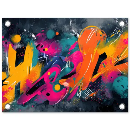 Abstract - Graffiti - Kleurrijk - Verfspatten tuinposter los doek klein -3d