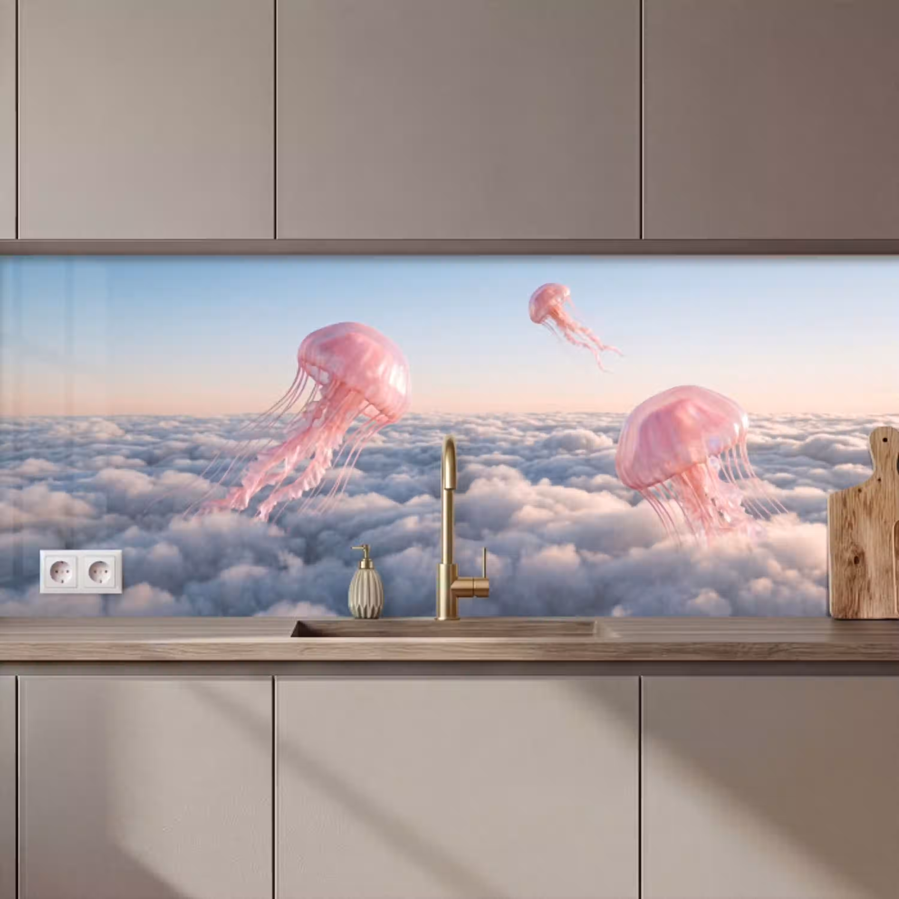 Roze dier - Wolken keuken achterwand 2 middel zz_3dshopping