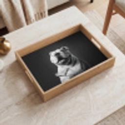Buldog - Hond - Glas Dienblad Rechthoek middel -sfeer1
