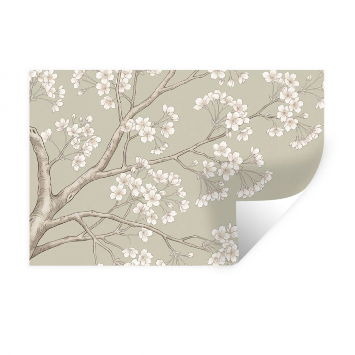 Sereen - Bloesem - Wit Muursticker klein -3d