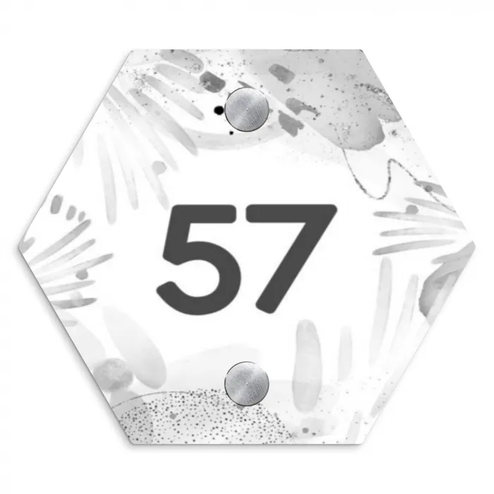 Grijze patronen - Traditioneel Naambord Hexagon klein -3d