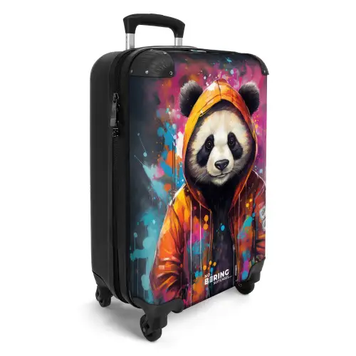 Panda met oranje jas en verfspetters Koffer - NBS - Handbagage middel -productfoto_3d