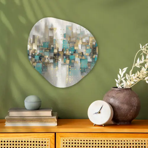 Abstract - Blokken - Goud - Skyline Wandcirkel Organisch Forex 3mm klein -sfeer2