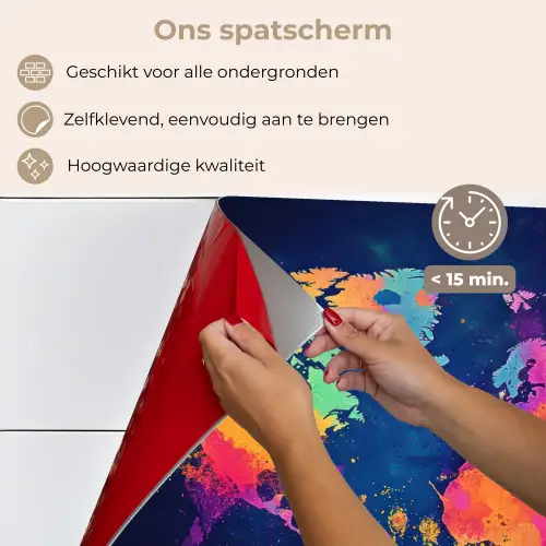 Wereldkaart - Kleurrijk - Graffiti keuken achterwand spatscherm klein -spatscherm_NL