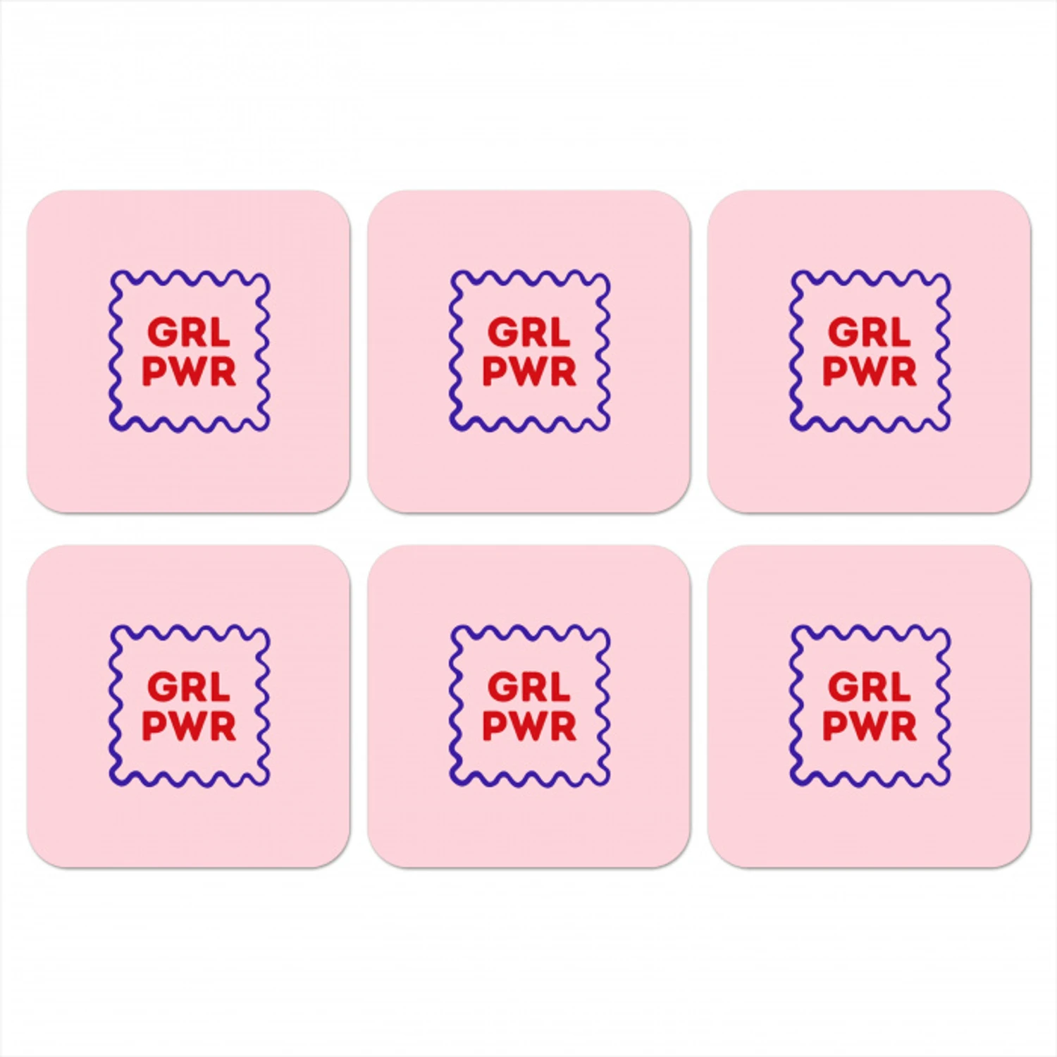 Grl pwr - Roze - Kader onderzetter kurk middel -3d