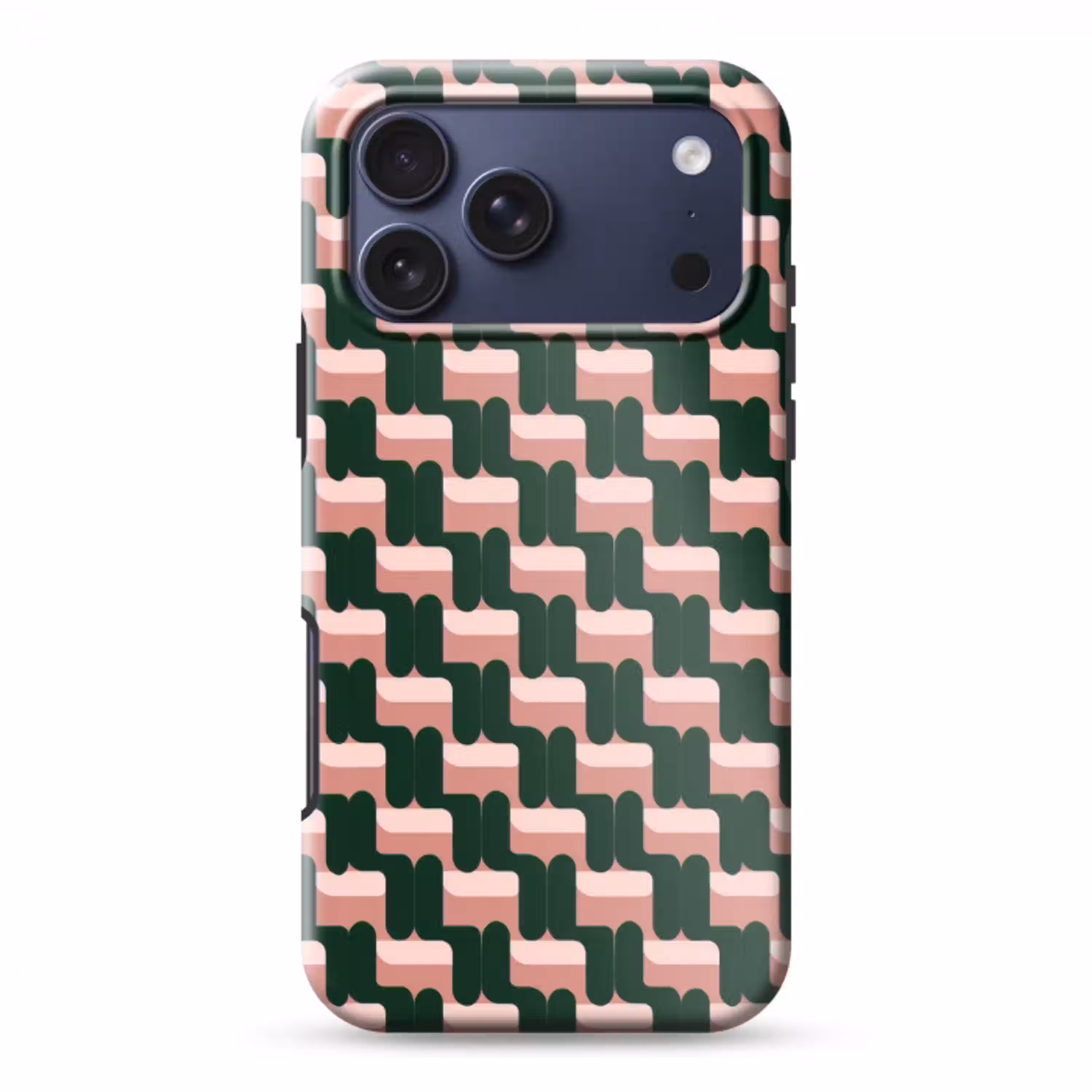Vlechtpatroon - Groen - Roze - Geometrisch Toughcase MagSafe Apple iPhone 17 Pro Max klein 1019 -3d