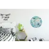 Wereldkaart - Zeeleven - Blauw Wandcirkel aluminium klein -kinderkamer