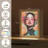 Portret - Vrouw - Abstract - Bloemen Light Box met kabel (Tafellamp) klein -USP_NL