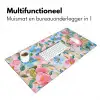 Blauw - Roze - Bloemen Muismat XXL klein -sfeer4