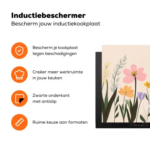 Pasteltinten - Bloemen - Illustratie Inductie beschermer vinyl 3mm klein -zzzzzzz-td-ups