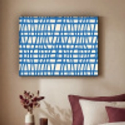 Ruitpatroon - Blauw - Crème Textielframe zwart klein 947 -sfeer1