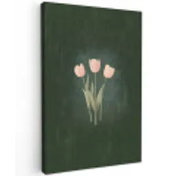 Tulpen - Liefde - Donkergroen Tuinposter op houten frame 2 cm dik middel -3d