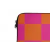 Schaakbord print - Oranje - Roze - Blokjes laptophoes neopreen klein -detail