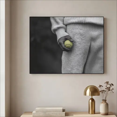 Tennisbal - Zwart - Wit Textielframe zwart klein -sfeer2
