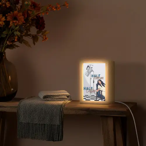 Half human, Half Coffee - Infuus - Koffie Light Box met kabel (Tafellamp) klein -sfeer4