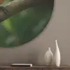 Vogel - Tak - Geel - Bladeren Akoestische PET Vilt - Rond klein -sfeer5_closeup