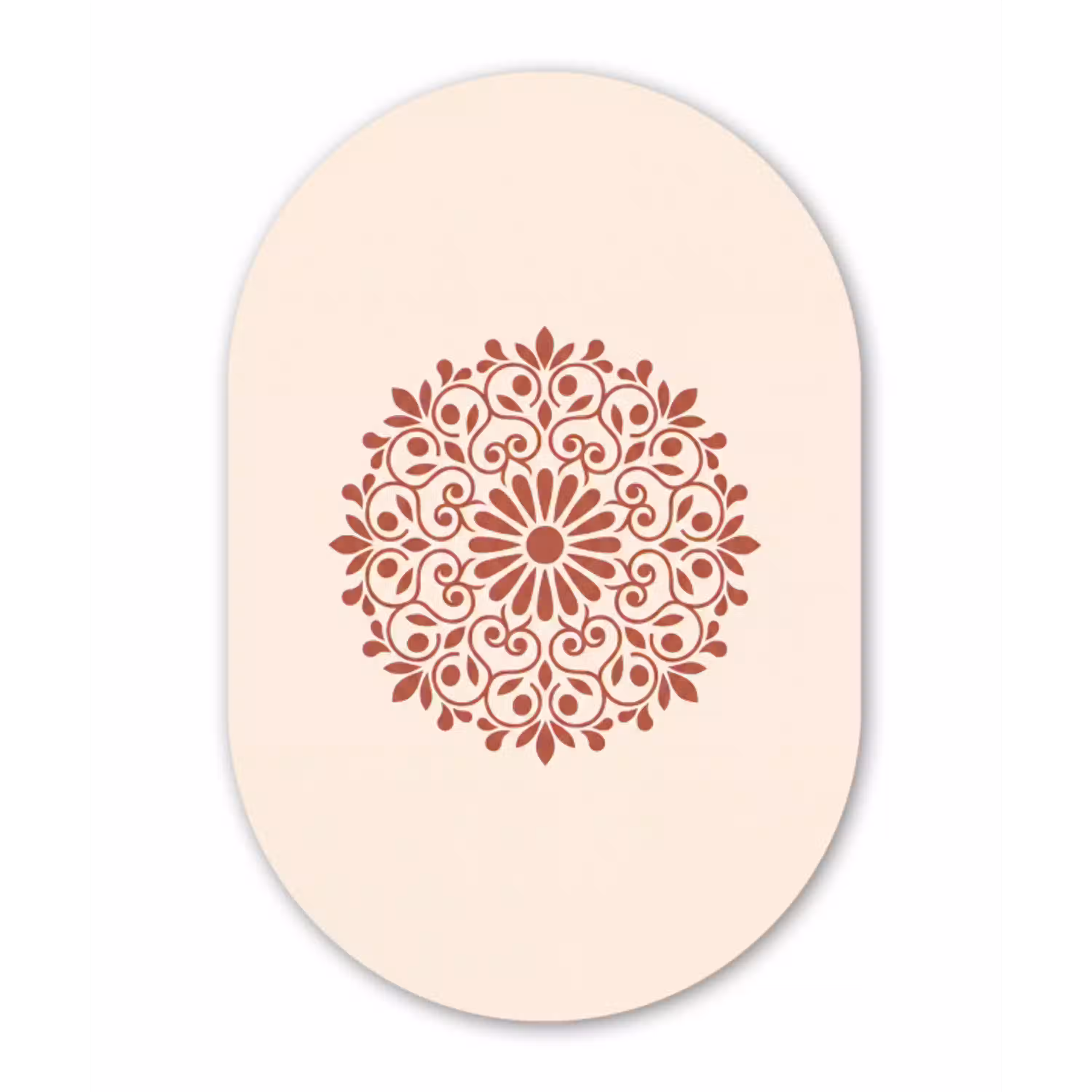 Decoratie - Cirkel - Symmetrisch - Modern - Roodbruin Wandcirkel Ovaal Aluminium middel -3d