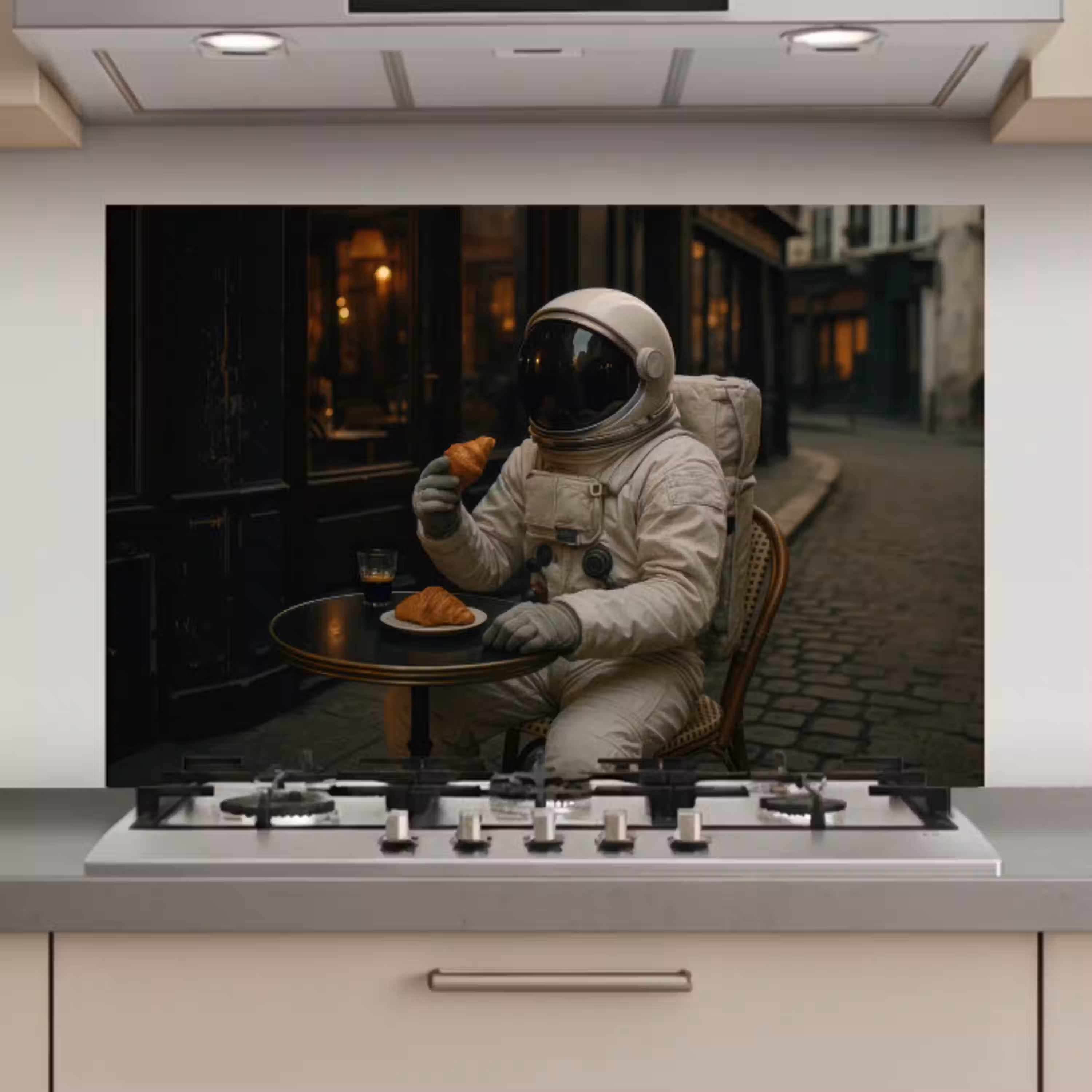 Café - Croissant - Koffie - Astronaut keuken achterwand spatscherm klein -3d_website