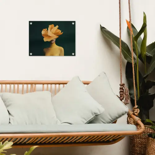 Vrouw - Hoed - Geel tuinposter los doek klein -sfeer7