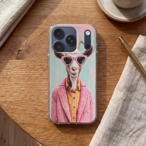 Zonnebril - Roze - Geit - Horen Telefoonhoesje iPhone 17 Pro klein -sfeer1