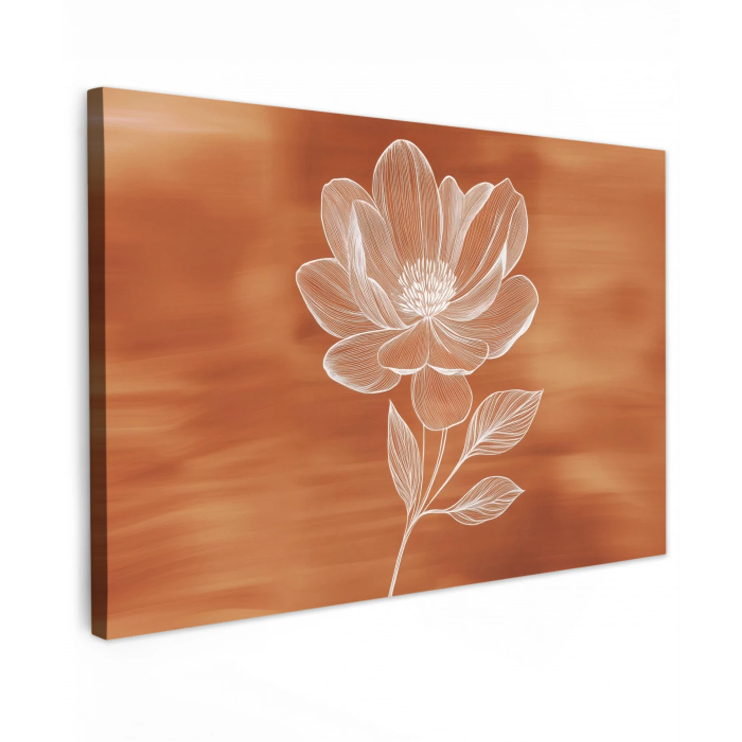 Bloem - Minimalistisch - Wit Tuinposter op houten frame 2 cm dik klein -3d