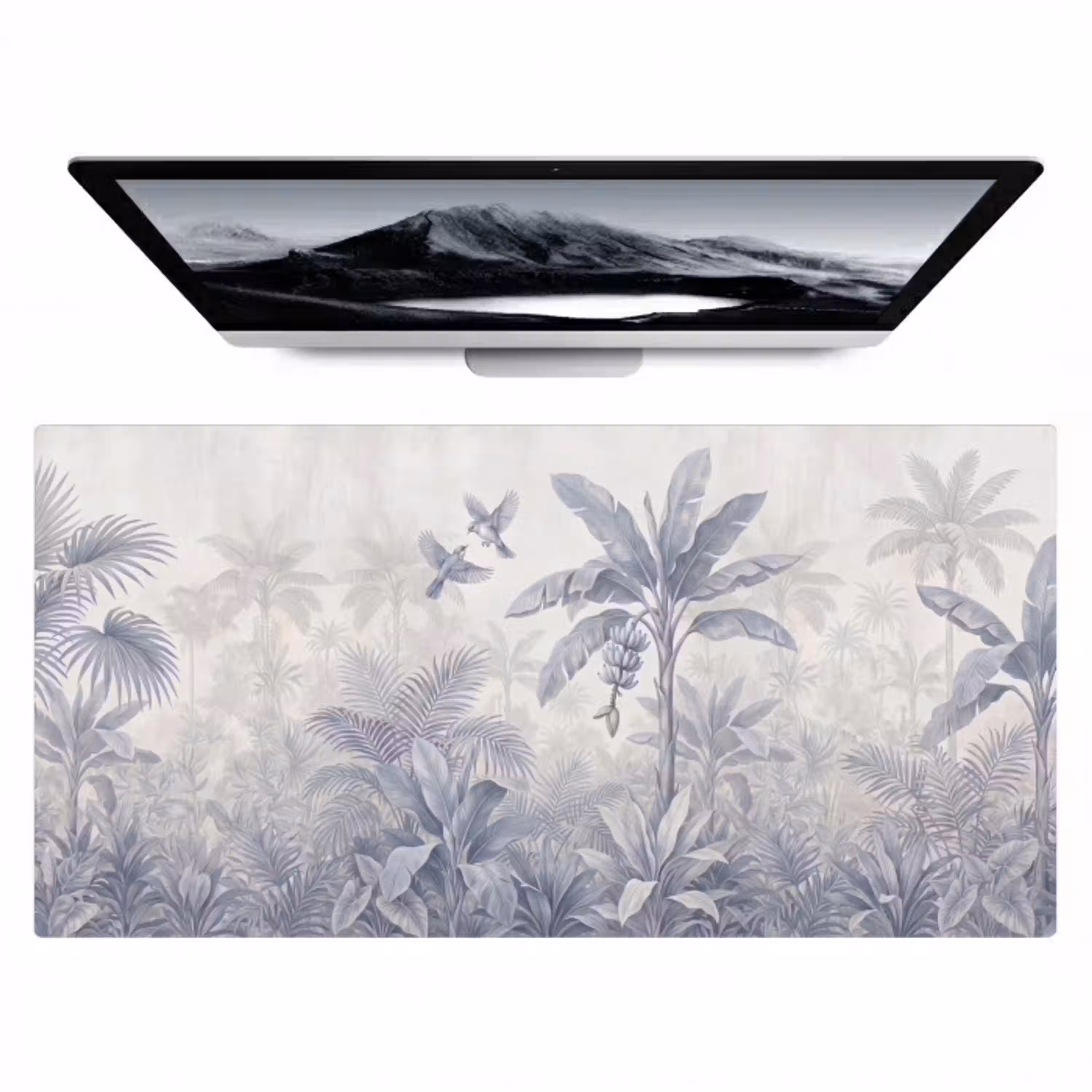 Natuur - Vogel - Jungle - Illustratie - Blauw Muismat XXL klein -zzz3d