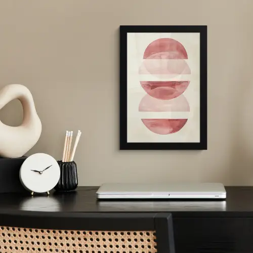 Minimalistisch - Cirkels - Roze fotolijst zwart zonder passe partout klein -sfeer1