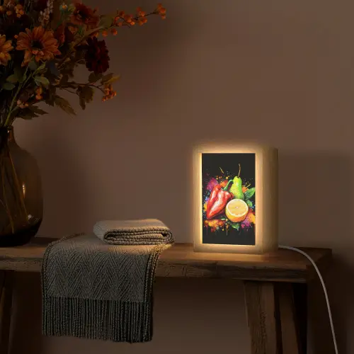Paprika - Peer - Citroen - Graffiti - Verf - Abstract Light Box met kabel (Tafellamp) klein -sfeer4