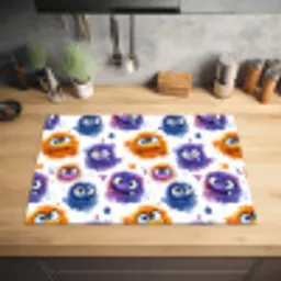 Monstertjes - Aquarel - Kleurrijk Inductie beschermer vinyl 3mm klein 276 -sfeer5