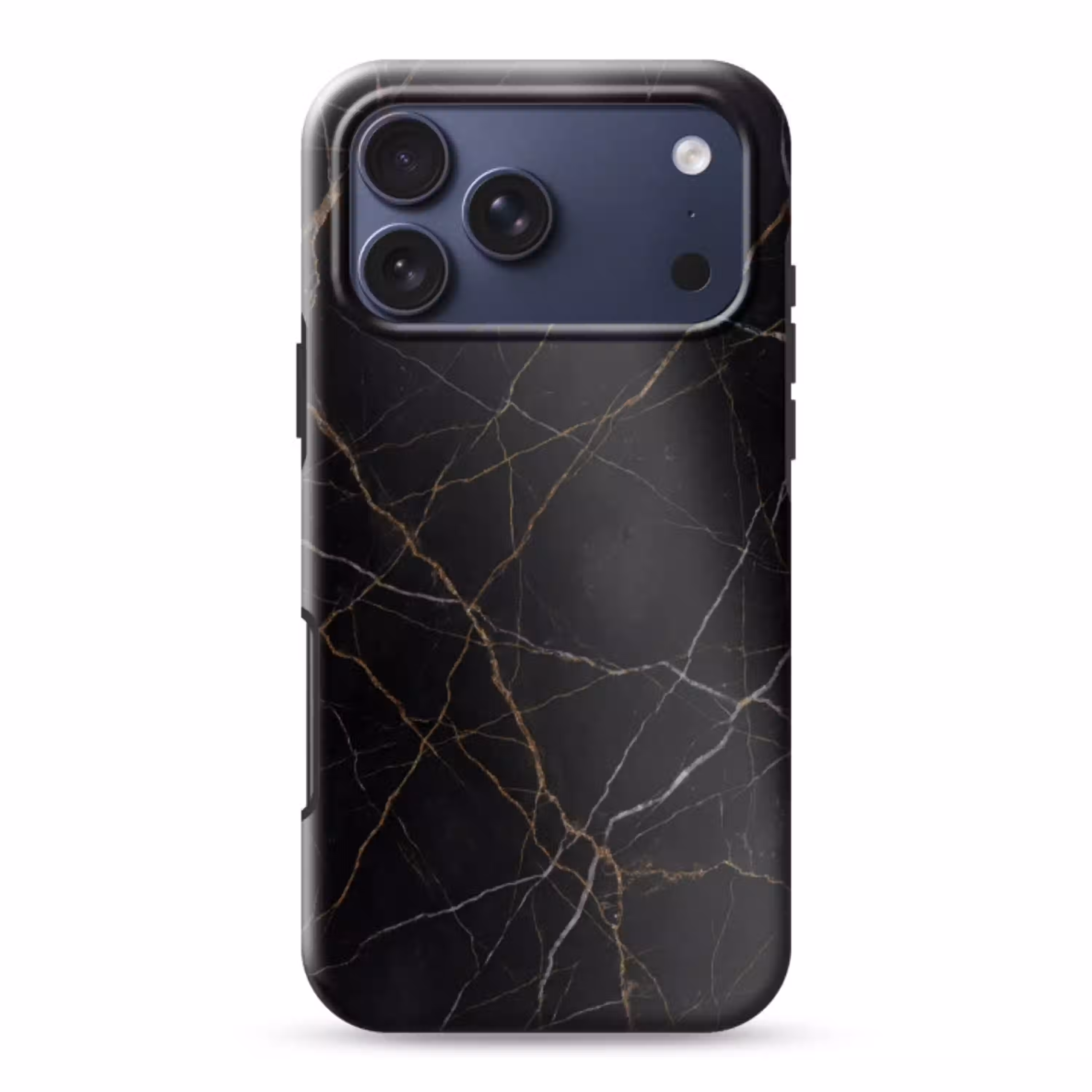Natuursteen - Marmerpatroon - Abstract - Modern - Zwart - Goud Toughcase MagSafe Apple iPhone 17 Pro Max klein -3d