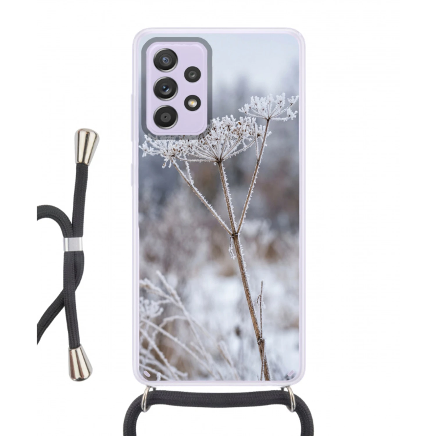 Schermbloem - Rijp - Kristallen - Winter - Delicaat Hoesje Samsung Galaxy A52 5G met koord klein -3d
