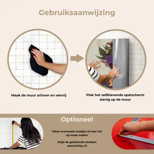 Vrouw - Zonnebril - Vlinder - Bloemen keuken achterwand spatscherm klein -gebruiksaanwijzing_NL