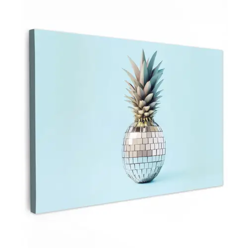 Blauw - Ananas - Disco - Discobal canvas 2cm klein -z3d