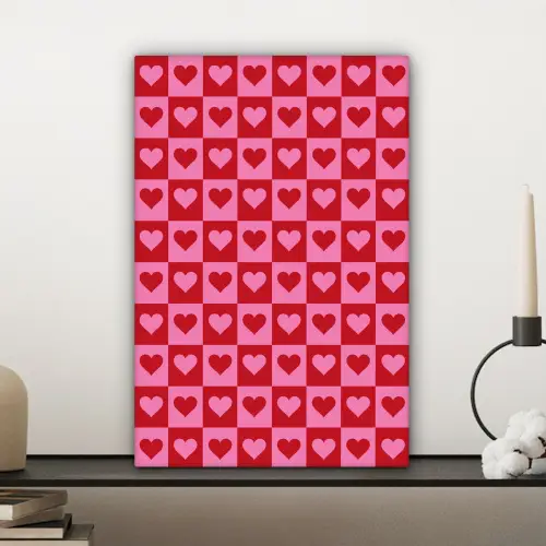 Rood - Roze - Schaakbord - Valentijn canvas 2cm klein -sfeer6