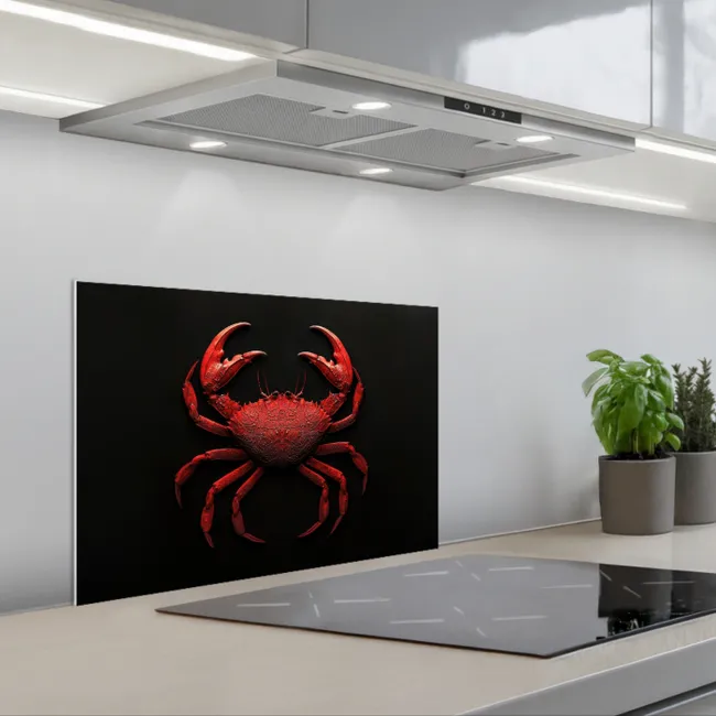 Krab - Rood - Vissen - Schaaldieren keuken achterwand spatscherm klein -3d_schuin