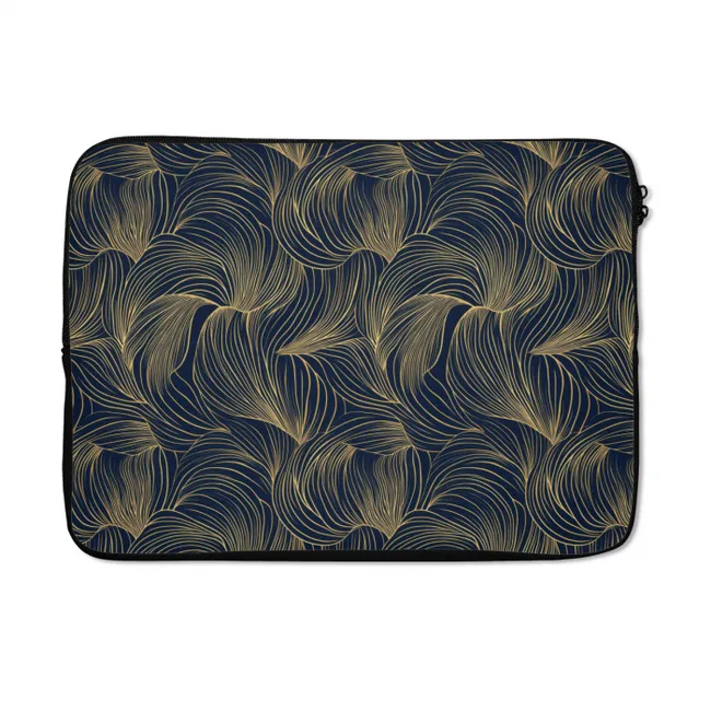 Laptophoes Abstract - Lijnen - Blauw - Goud