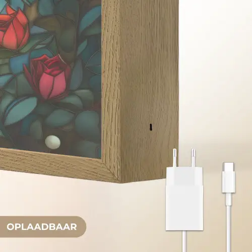 Vos - Mozaïek - Bos - Maan Light Box met batterij (Wandlamp) middel -USP_websiteoplaadbaarNL