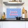 Sweet dreams - Vierkanten - Roze - Blauw Inductie beschemer met haakjes klein -sfeer2