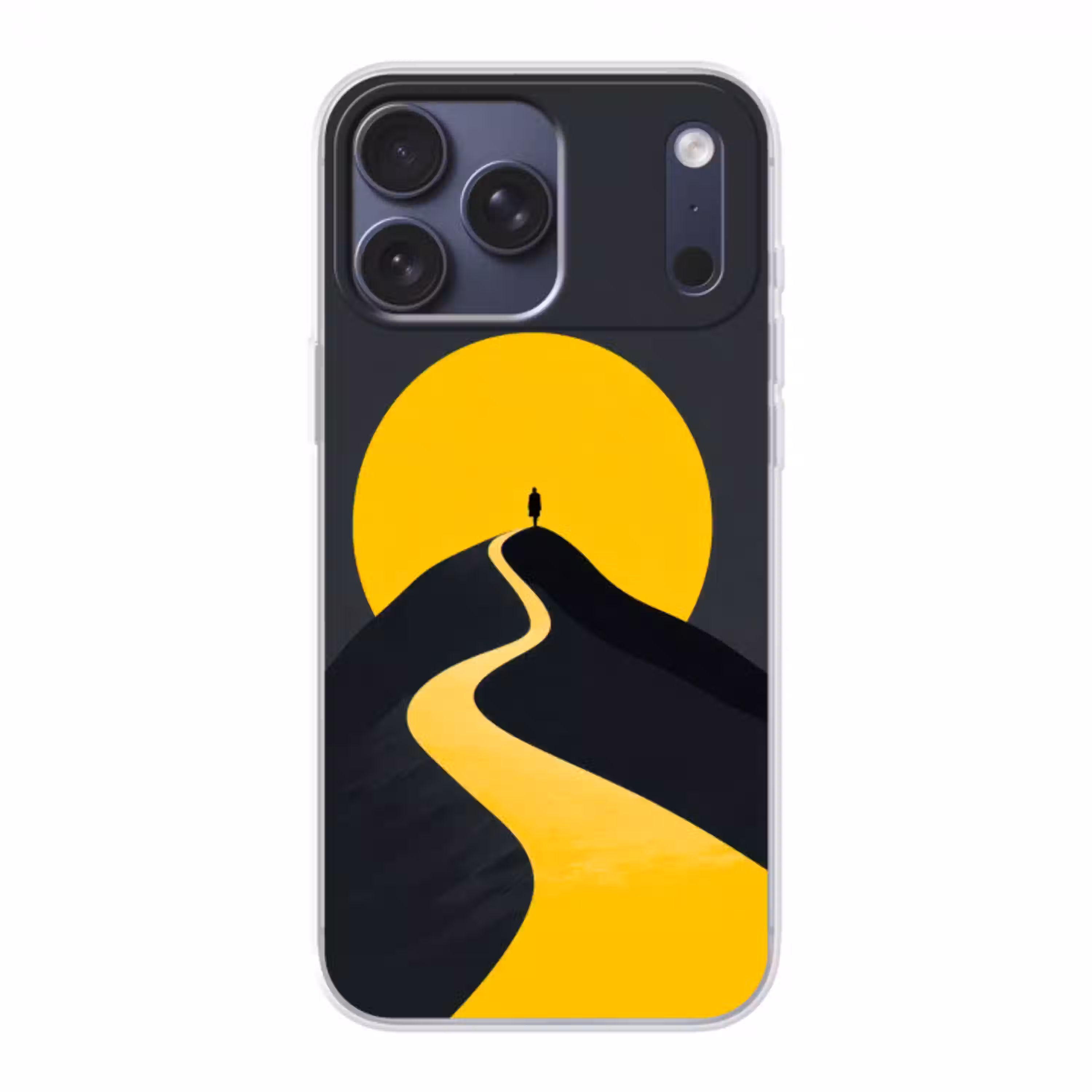 Zon - Heuvel - Pad - Geel Telefoonhoesje iPhone 17 Pro Max klein -3d